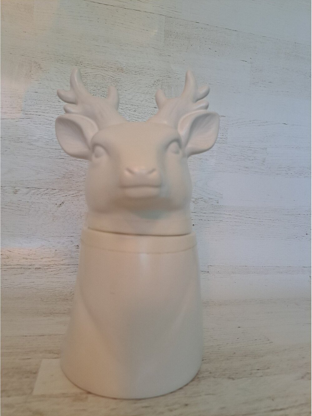 White Stag Deer Cookie Jar Farmhouse Kitchen Rustic Cottage Storage Container